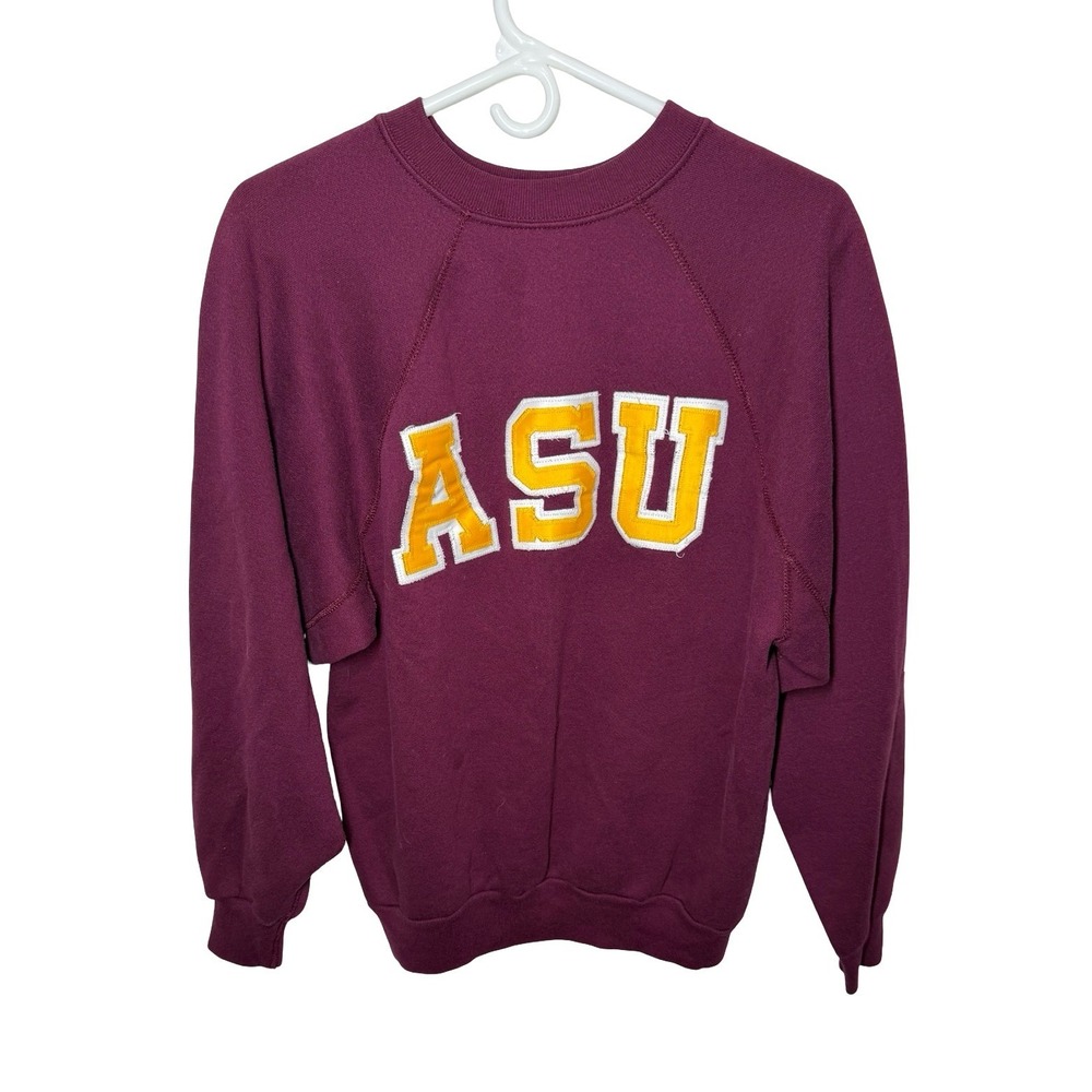 Vintage ASU Arizona State University Sweatshirt Maroon Raglan‎ Sun Devils Large